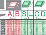 Ventana horizontal DXW dimensiones