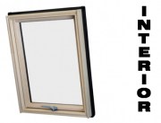 Ventana de tejado Roto R75 Interior en madera de pino